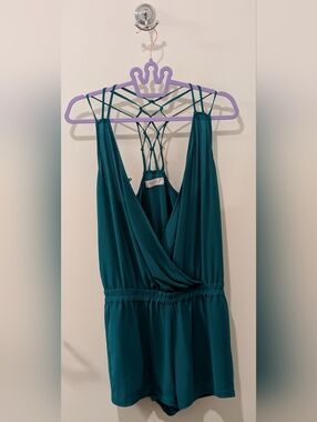 Mahina Hawaii Y2K Teal Sleeveless Strappy Romper